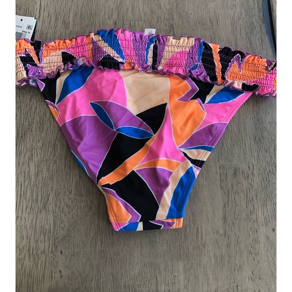 Salt & Cove Retro Print Smocked Hipster Bikini Bottom - M - Picture 5 of 6